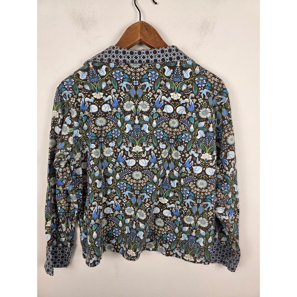 Vera Bradley Notch Collar Womens Blue Enchanted Woodland Pajama Set Size Med - Picture 3 of 7